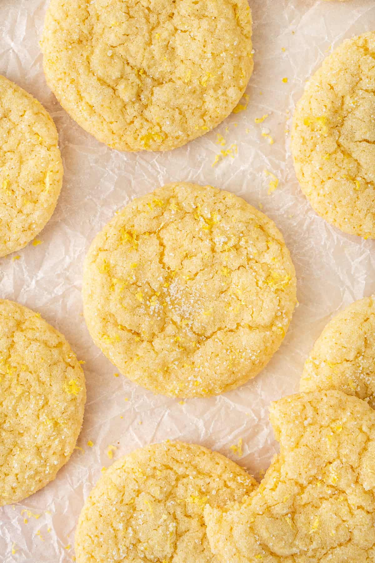 Close up of lemon sugar cookies.