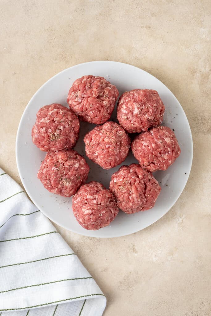 Balls of mince on a plate.