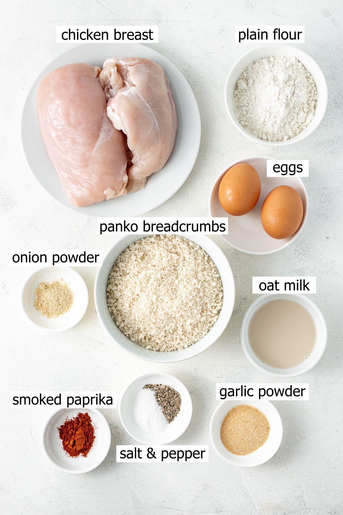 All ingredients needed to make air fryer chicken nuggets.