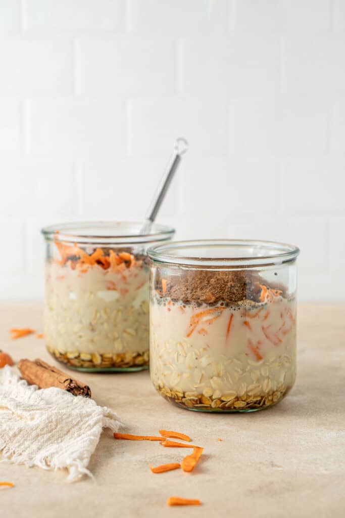 Mixing together all the ingredients into jars.