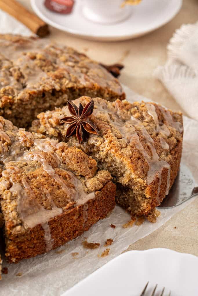 The sliced chai tea cake.
