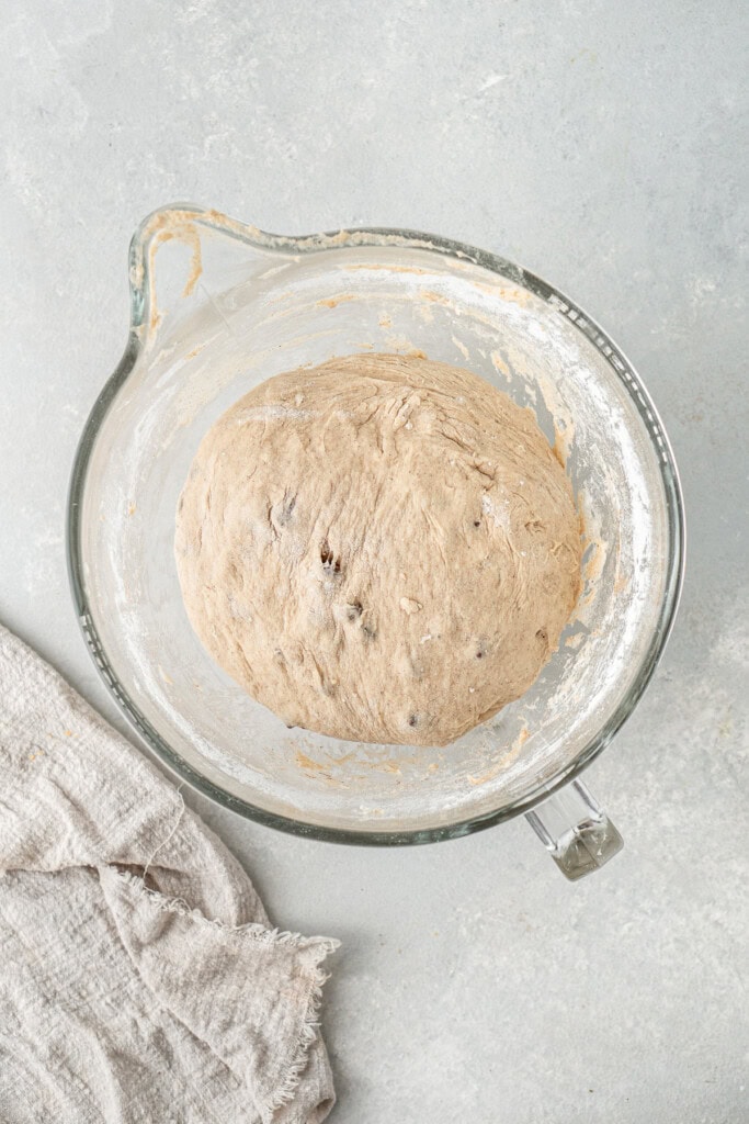 The dough in the bowl before the first rise.