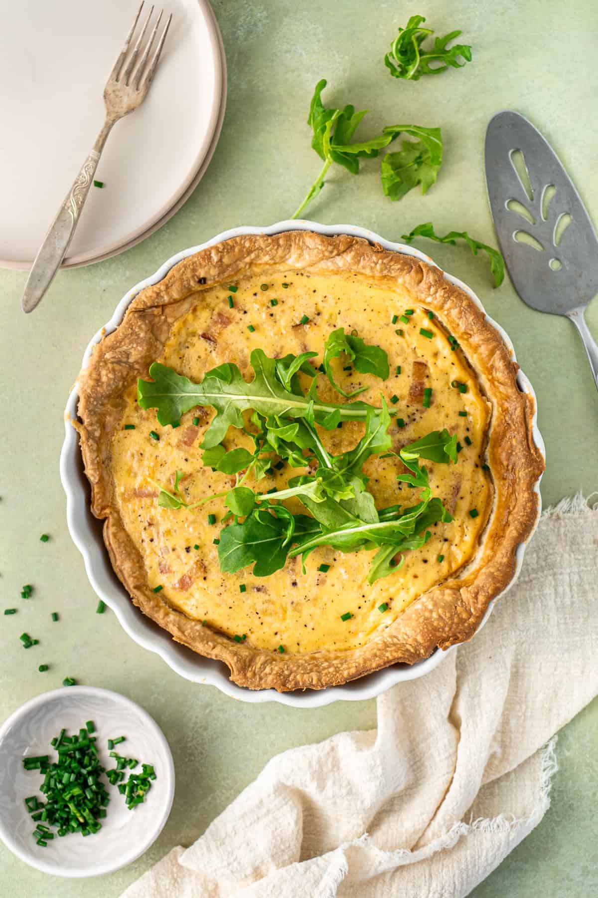 The cooked dairy free quiche.
