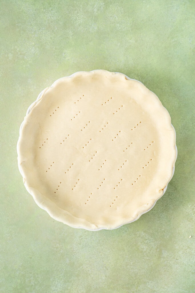 The pastry in the pie dish.