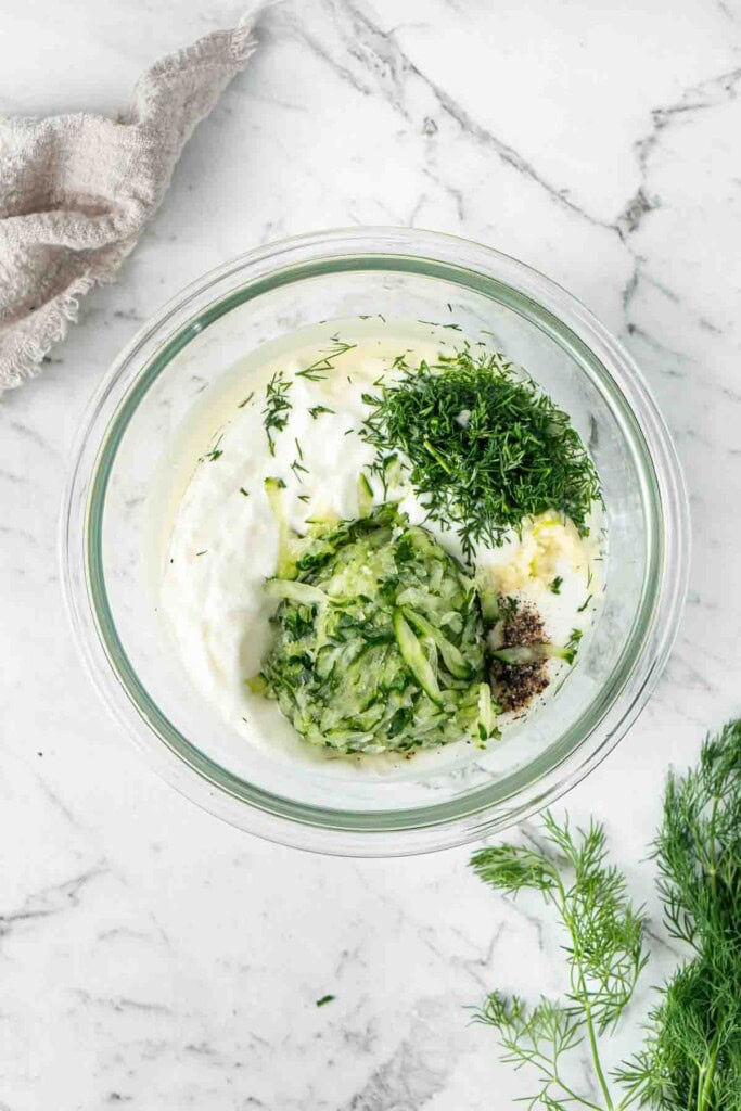 All of the ingredients in a small bowl.