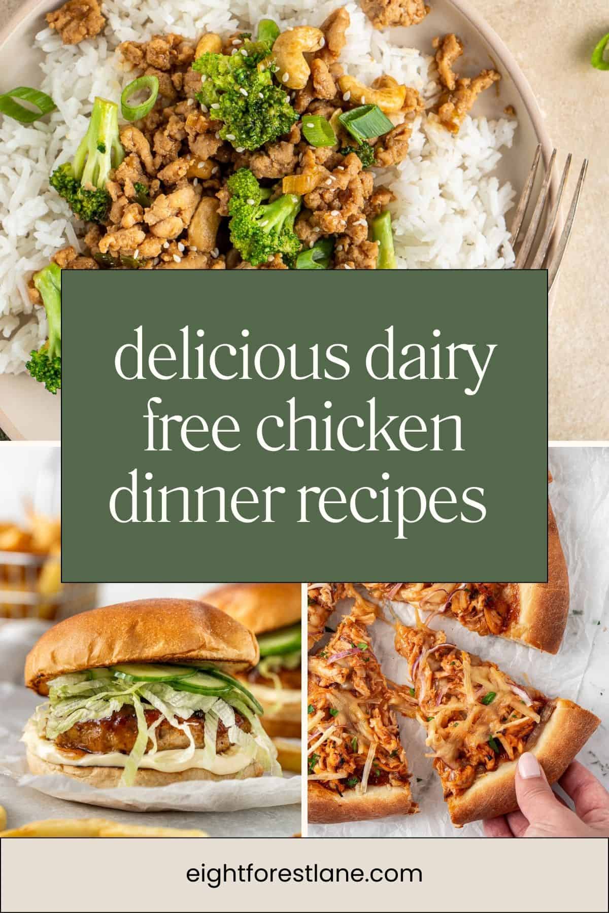 Delicious dairy free dinner recipes Pinterest image.