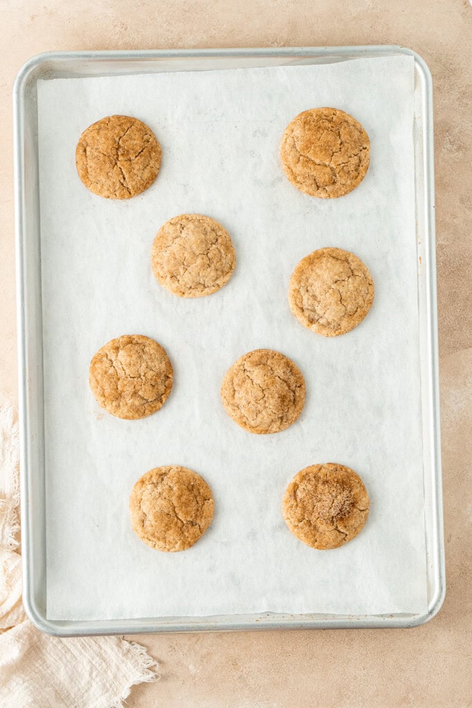 The baked cookies on a baking sheet.