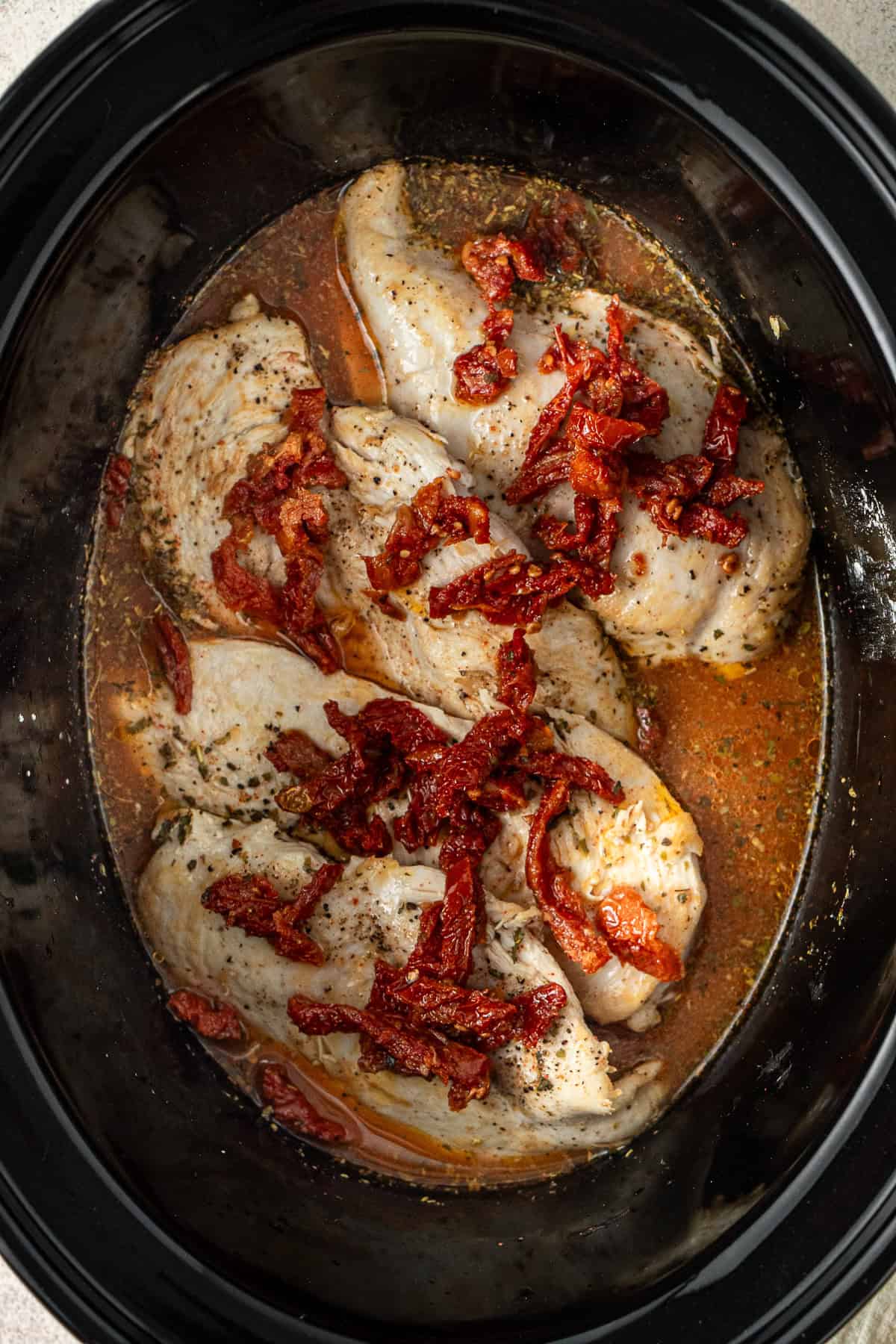 All ingredients in a slow cooker.