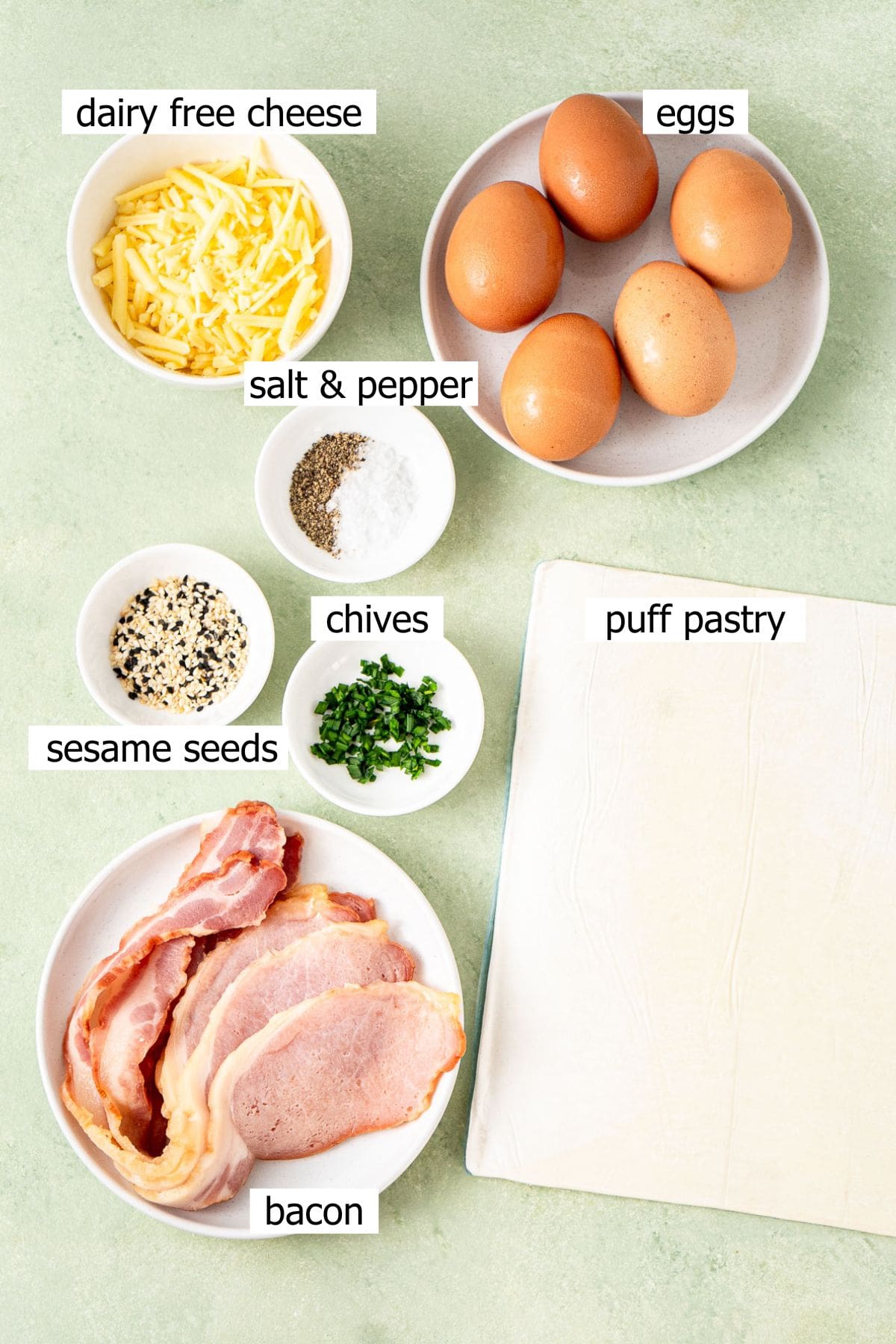 All ingredients needed to make puff pastry breakfast tarts.