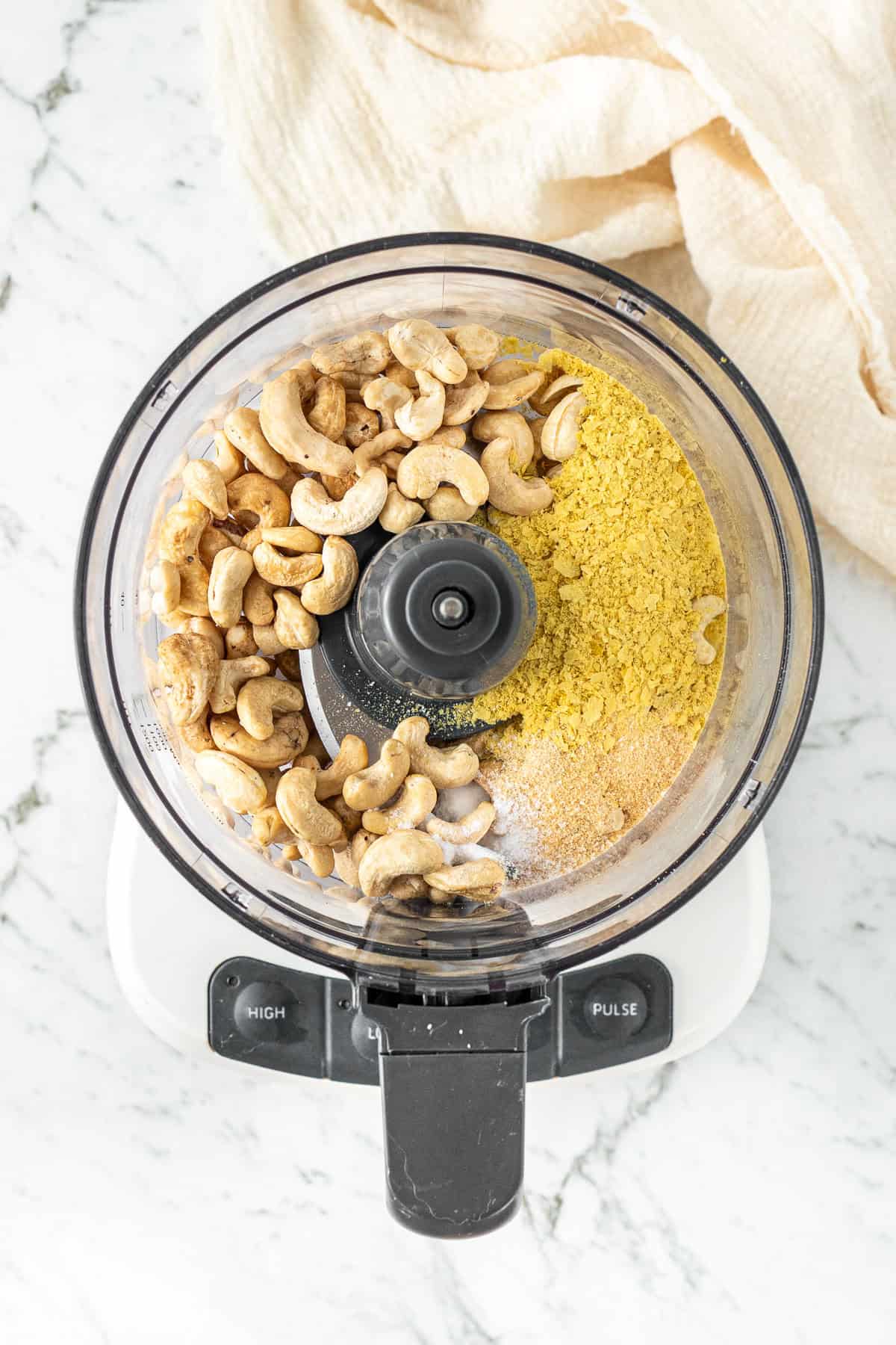 All ingredients in a food processor.