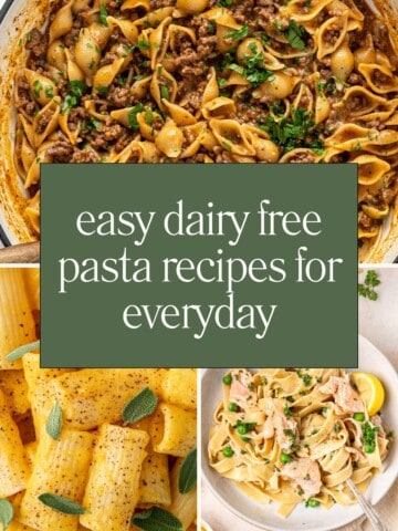 Easy dairy free pasta recipe for everyday pinterest image.
