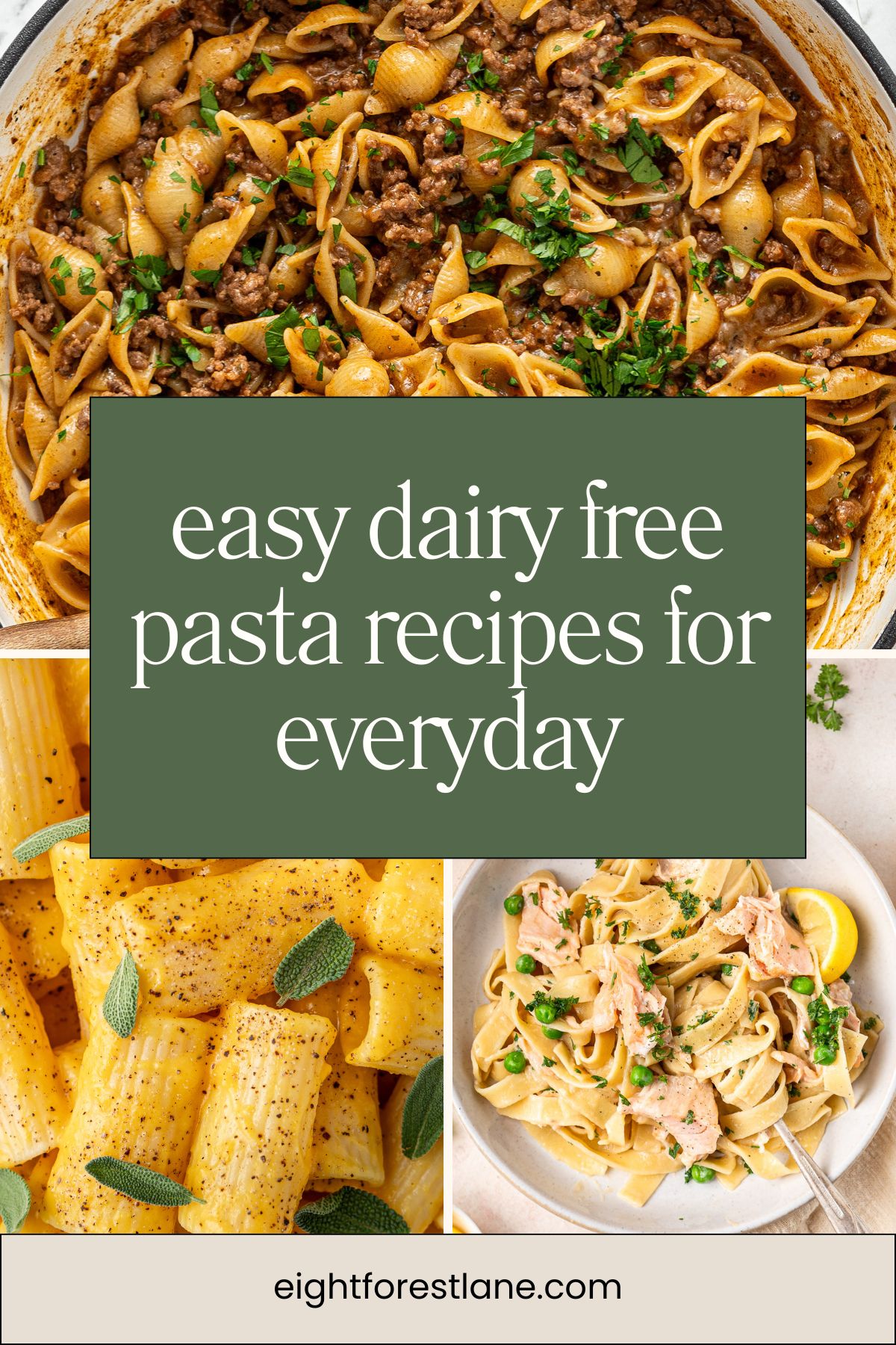 Easy dairy free pasta recipe for everyday pinterest image.