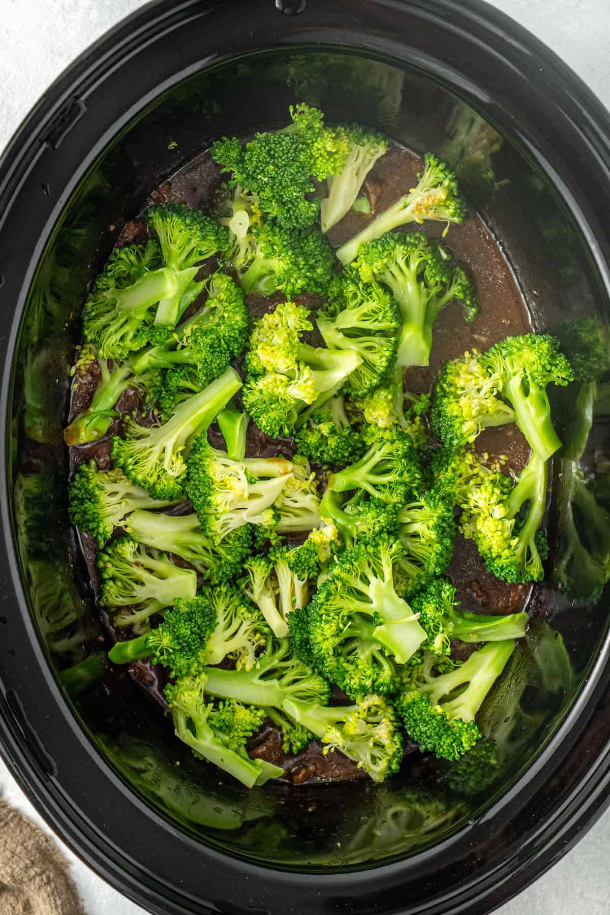 The broccoli in the slow cooker.